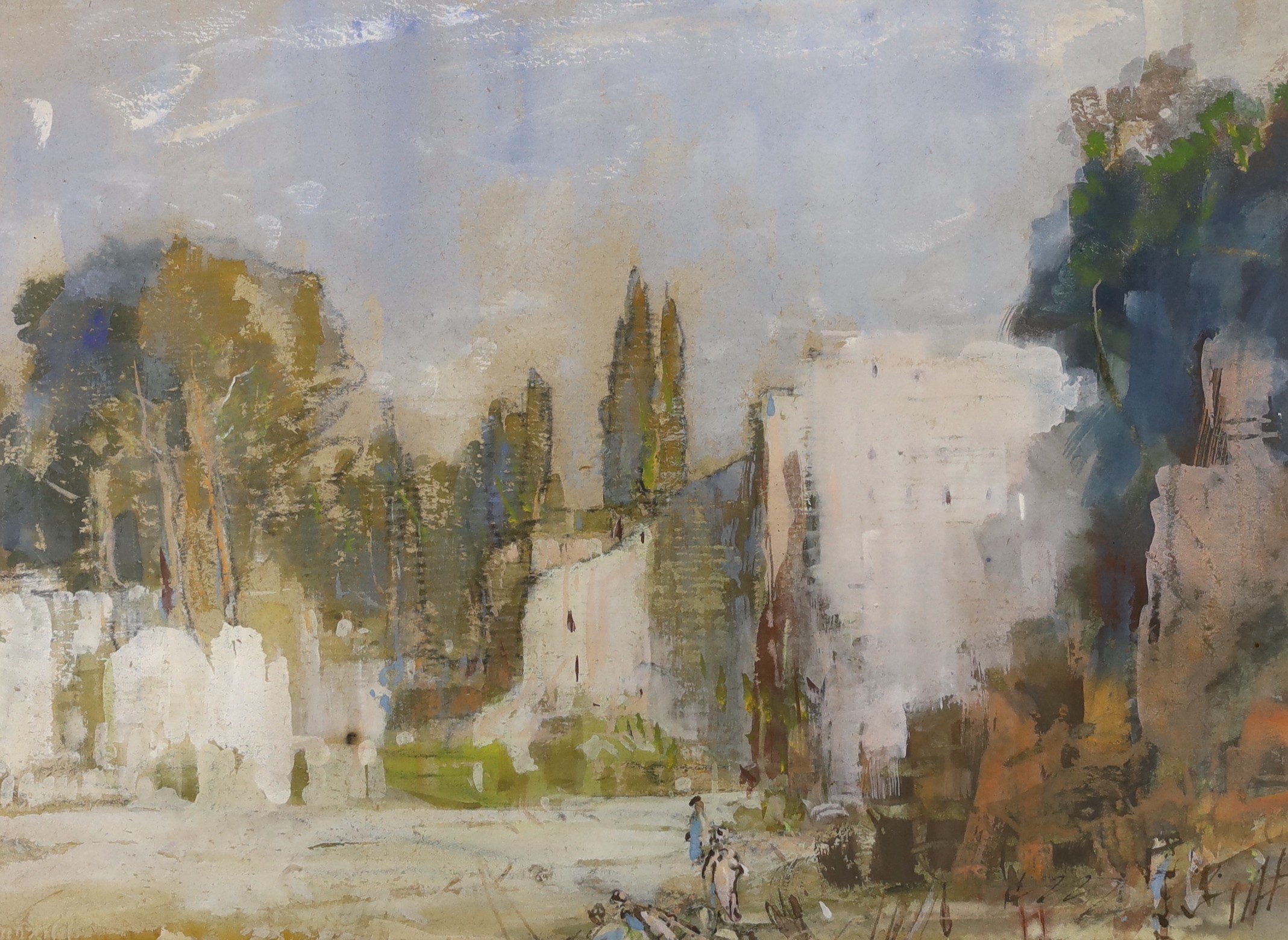 Attributed to Cecil Arthur Hunt R.W.S. (1873-1965), watercolour, 'On the Palatine , Rome', 26 x 37cm